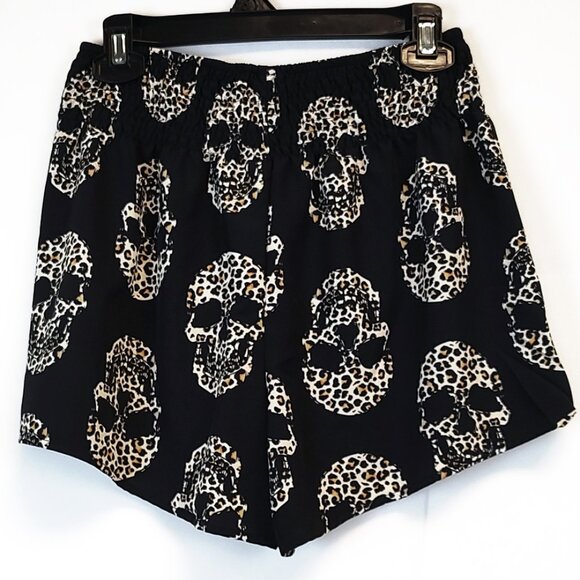 Fun, Lightweight, Black and Leopard Print Skulls Blouse Whimsigoth Style - Picture 1 of 3